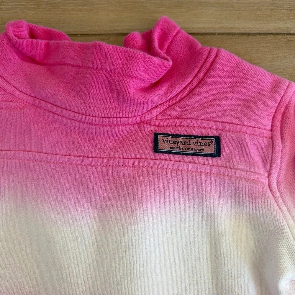 Vineyard Vines Girls 4T Pink White Ombre Dip Dye Mock‎ Neck Sweatshirt Pullover